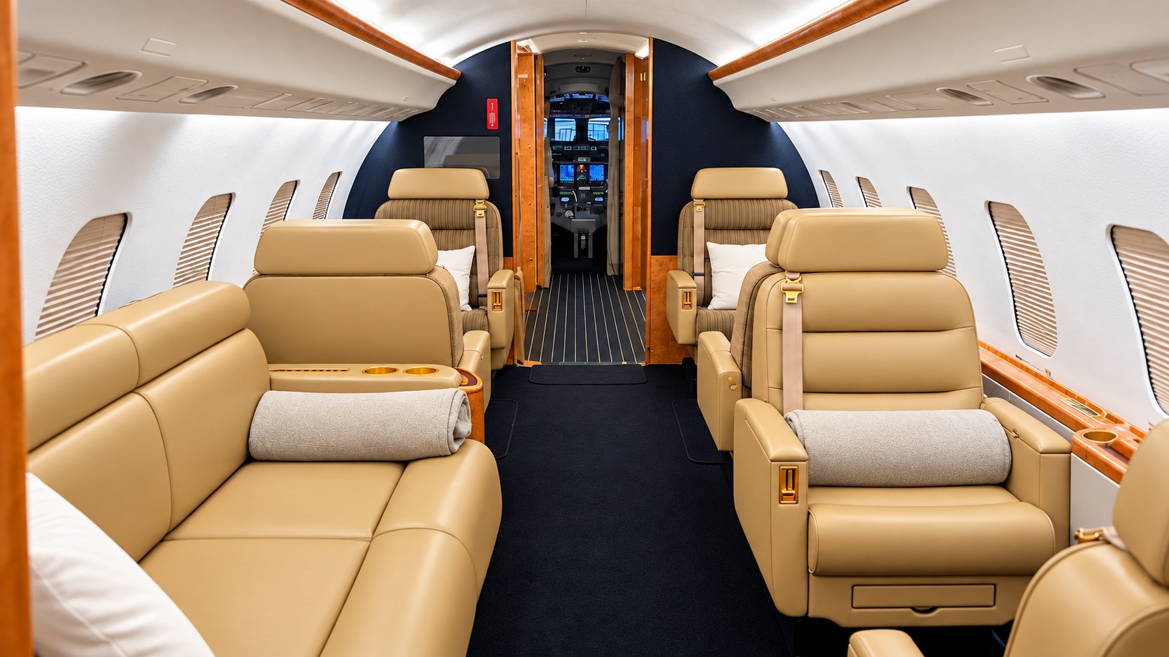 Primera Global Express cabin, editorially enhanced from supplied photographs