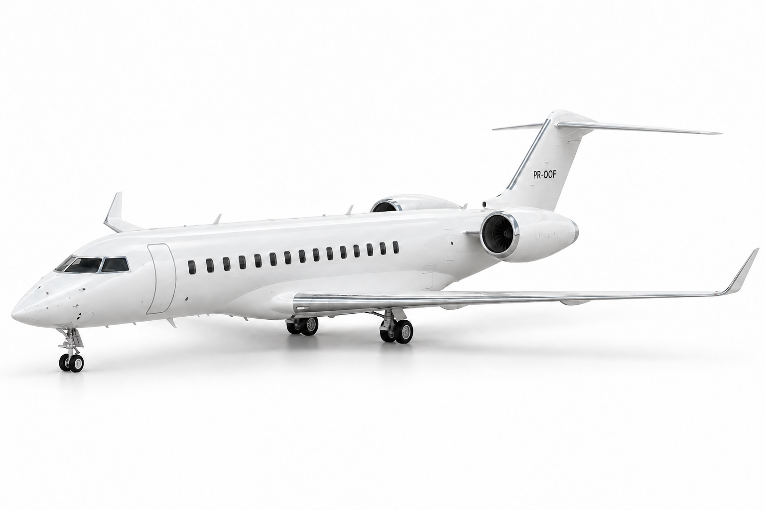 All-white Global Express, illustrative 3D render