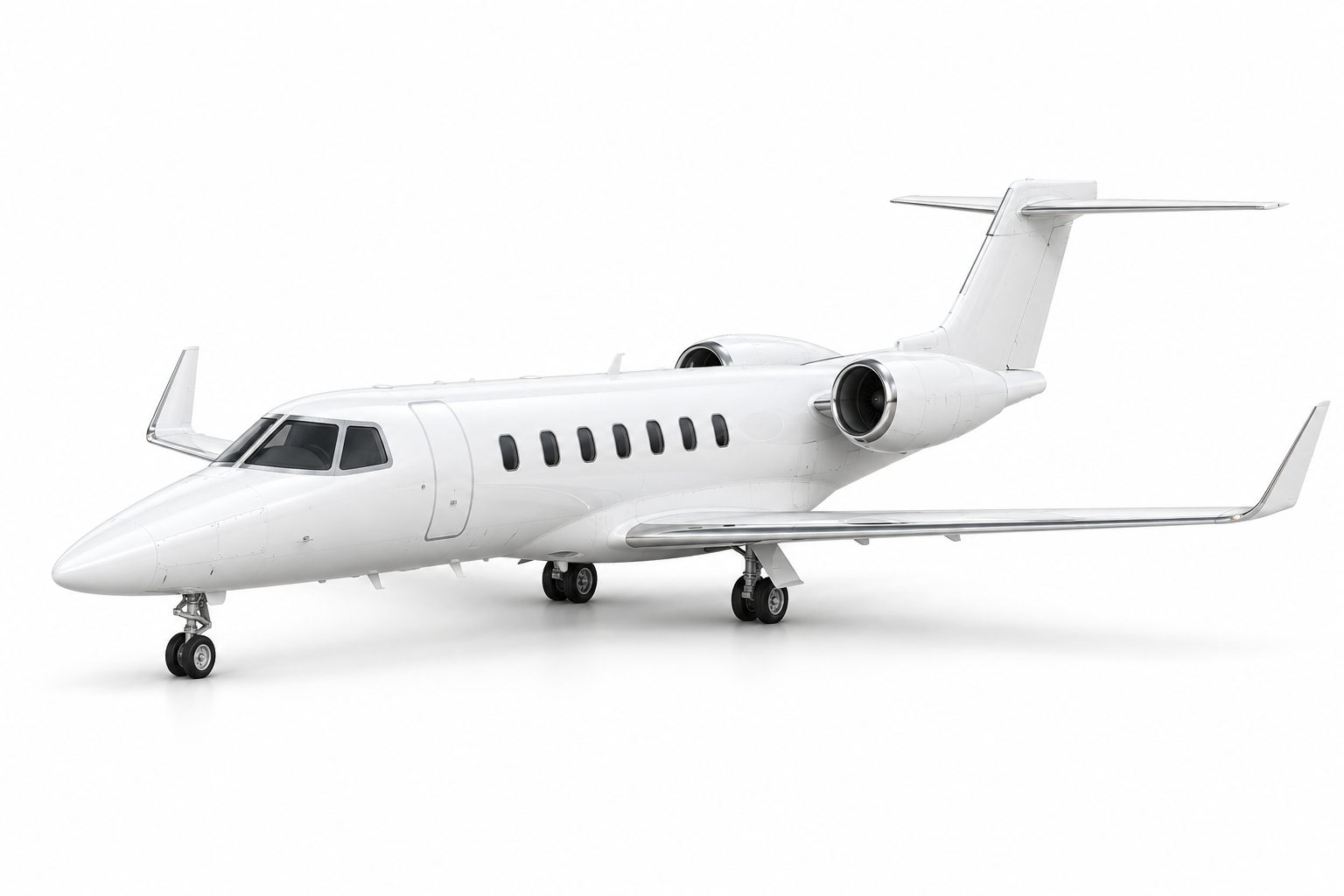 All-white Learjet 45, illustrative 3D render